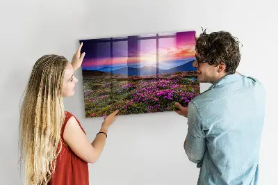 Sunrise flowers magnetic glass dry erase board