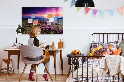 Sunrise flowers magnetic glass dry erase board