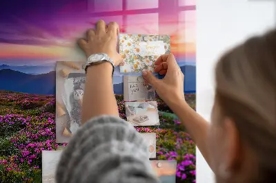 Sunrise flowers magnetic glass dry erase board
