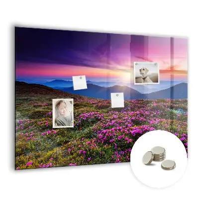 Sunrise flowers magnetic glass dry erase board