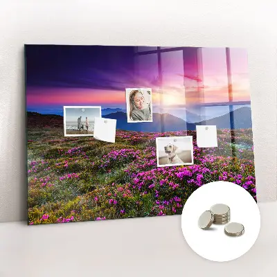 Sunrise flowers magnetic glass dry erase board