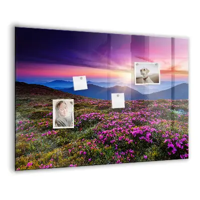Sunrise flowers magnetic glass dry erase board