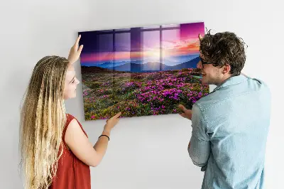 Sunrise flowers magnetic glass dry erase board