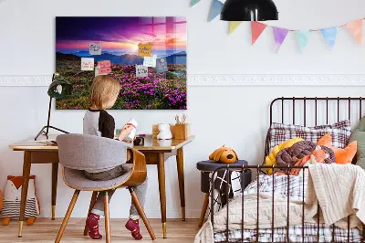 Sunrise flowers magnetic glass dry erase board