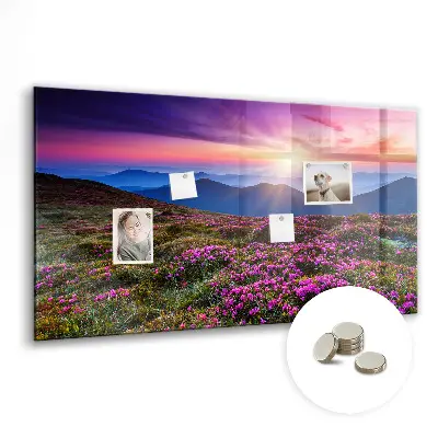 Sunrise flowers magnetic glass dry erase board