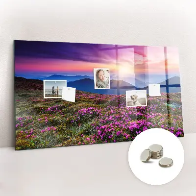Sunrise flowers magnetic glass dry erase board