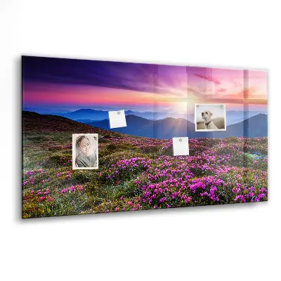 Sunrise flowers magnetic glass dry erase board