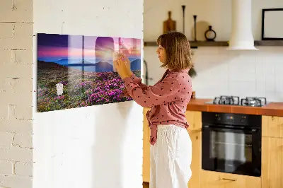 Sunrise flowers magnetic glass dry erase board