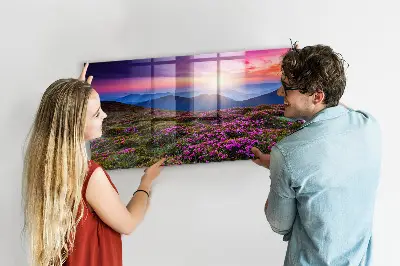 Sunrise flowers magnetic glass dry erase board