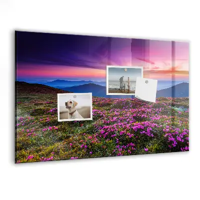 Sunrise flowers magnetic glass dry erase board