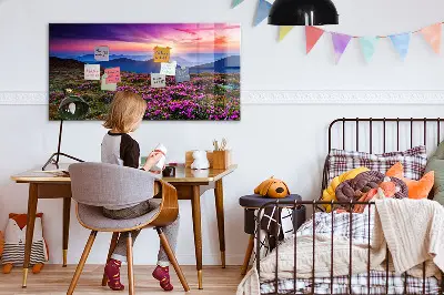 Sunrise flowers magnetic glass dry erase board