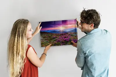 Sunrise flowers magnetic glass dry erase board