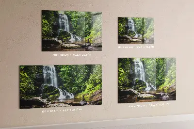 Magnetic glass dry erase board with Forest Waterfall design