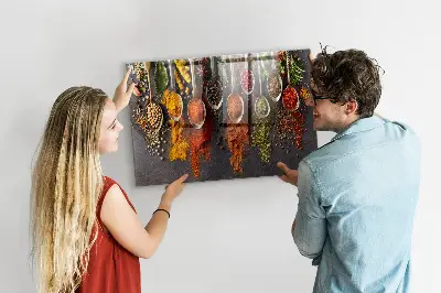 Magnetic spice rack featuring spice spoons design