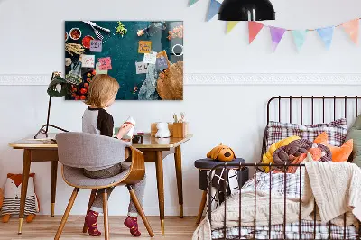 Magnetic glass dry erase board with kitchen utensils design