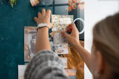 Magnetic glass dry erase board with kitchen utensils design