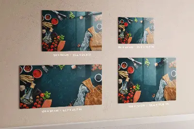 Magnetic glass dry erase board with kitchen utensils design