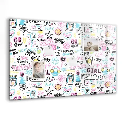 Graffiti Magnetic Glass Dry Erase Board
