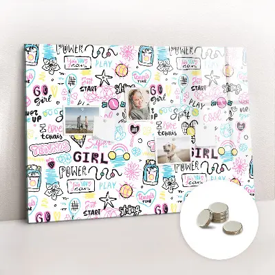 Graffiti Magnetic Glass Dry Erase Board