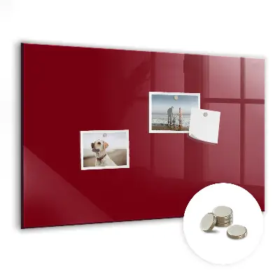 Magnetic glass dry erase board in burgundy
