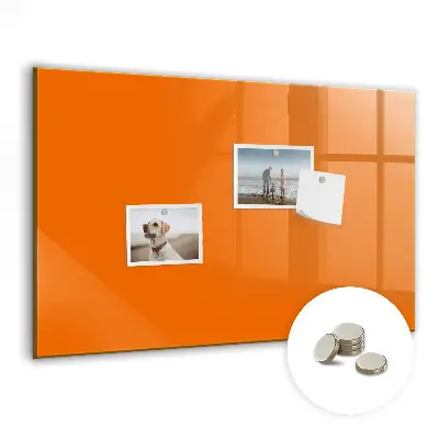 Magnetic glass dry erase board in orange
