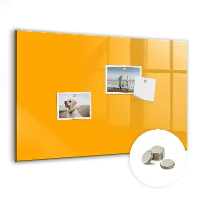 Magnetic glass dry erase board in golden yellow