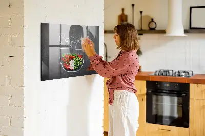 Magnetic glass dry erase board with Bon appetit inscription
