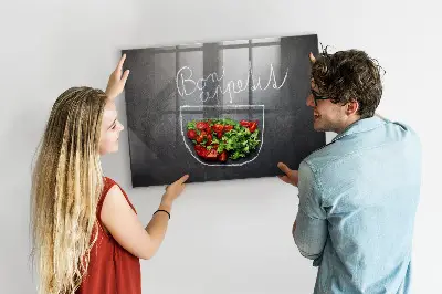 Magnetic glass dry erase board Bon appetit inscription