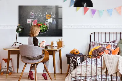 Magnetic glass dry erase board with Bon appetit inscription