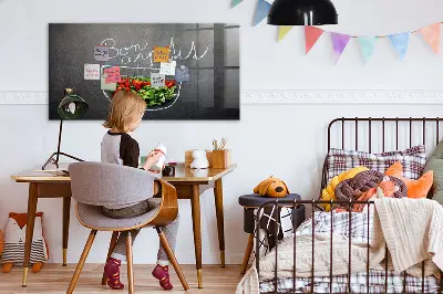 Magnetic glass dry erase board with Bon appetit inscription