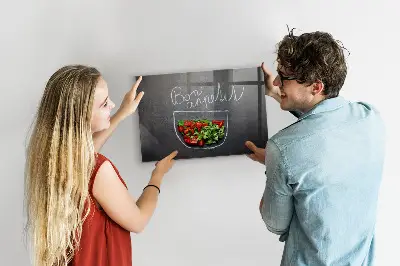 Magnetic glass dry erase board Bon appetit inscription