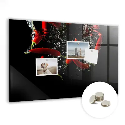 Magnetic Glass Dry Erase Board Featuring Peppers in Water