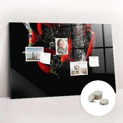 Magnetic Glass Dry Erase Board Featuring Peppers in Water