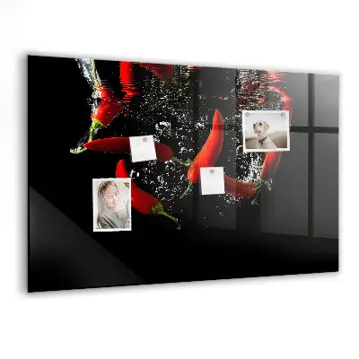 Magnetic Glass Dry Erase Board Featuring Peppers in Water
