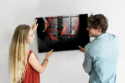 Magnetic Glass Dry Erase Board Featuring Peppers in Water
