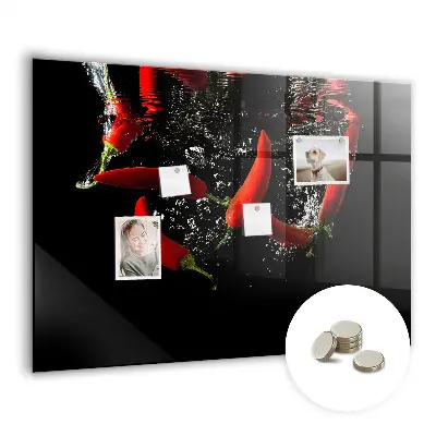 Magnetic Glass Dry Erase Board Featuring Peppers in Water