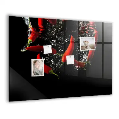 Magnetic glass dry erase board Peppers in water