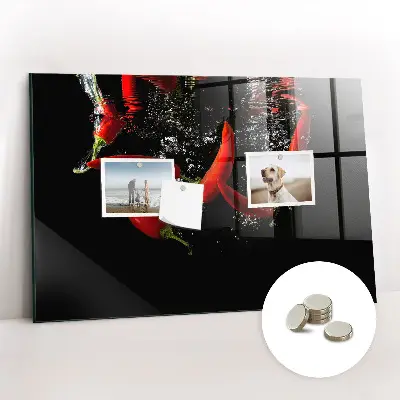 Magnetic Glass Dry Erase Board Featuring Peppers in Water