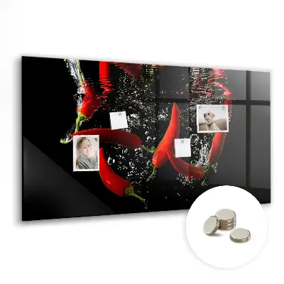 Magnetic Glass Dry Erase Board Featuring Peppers in Water