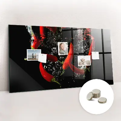 Magnetic glass dry erase board Peppers in water