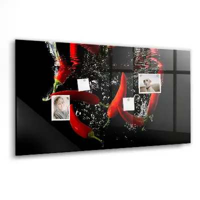 Magnetic Glass Dry Erase Board Featuring Peppers in Water