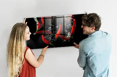 Magnetic Glass Dry Erase Board Featuring Peppers in Water