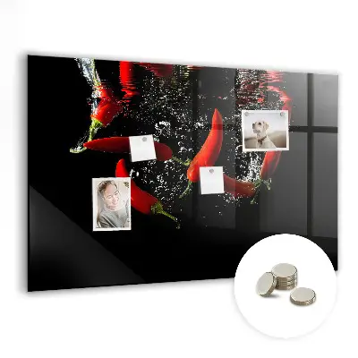 Magnetic glass dry erase board Peppers in water