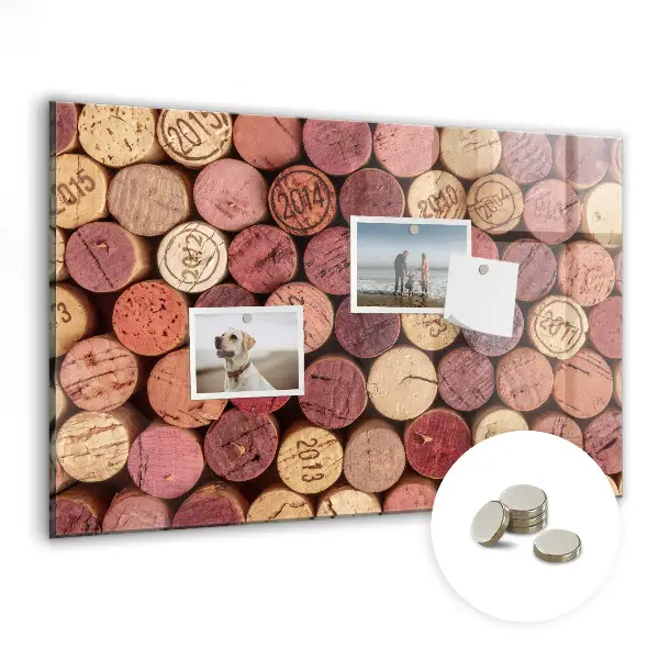 Magnetic wall board with wine corks design