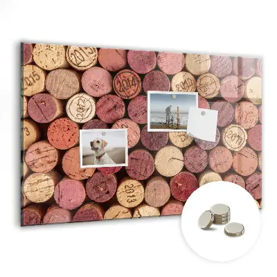 Magnetic wall board with wine corks design