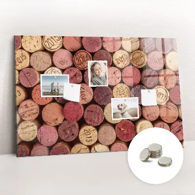 Magnetic wall board with wine corks design