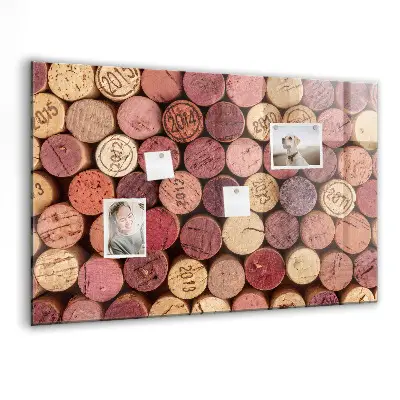 Magnetic wall board with wine corks design