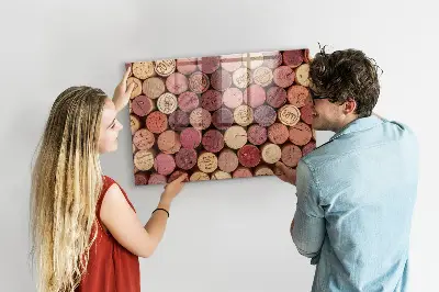 Magnetic wall board with wine corks design