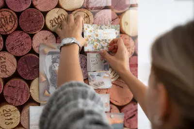 Magnetic wall board with wine corks design