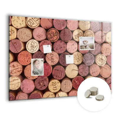 Magnetic wall board with wine corks design